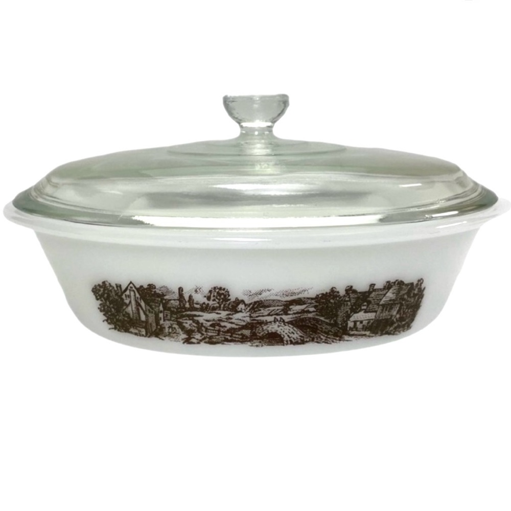 Vintage Glasbake Casserole Dish with Lid 1 Quart Oval
